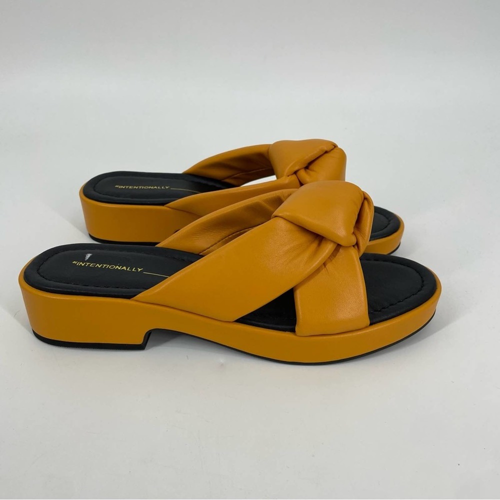 Intentionally Blank Romi Sandal Slip On Knotted Twist Strap Comfort Orange 9 - Picture 4 of 7